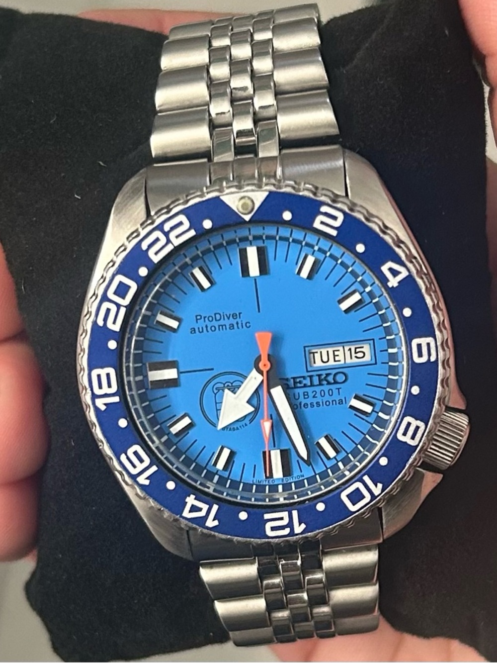 Seiko Blue Dial ProDiver GMT Stainless Steel Watch